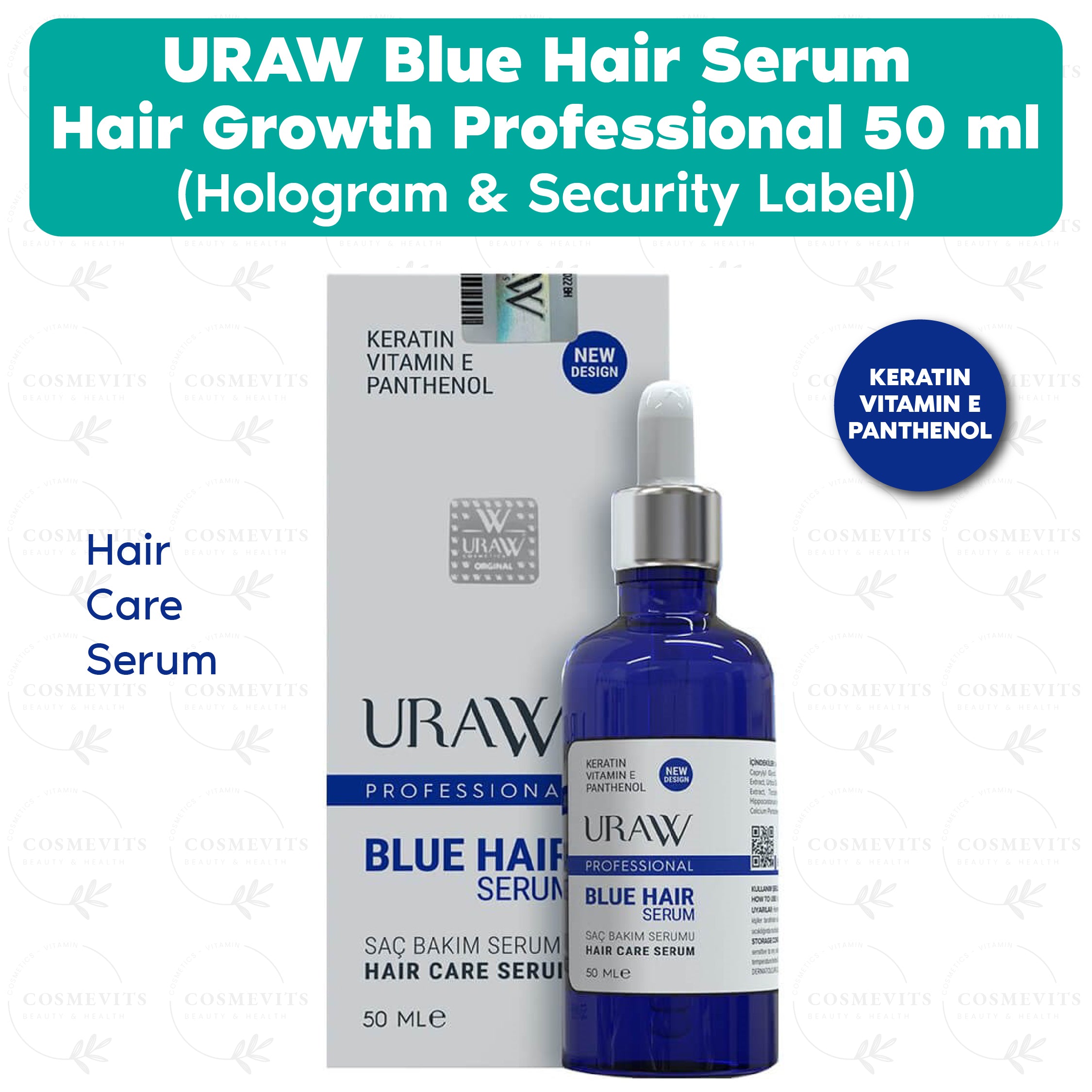 Uraw Blue Hair Serum Hair Growth Professional 50 ml (Hologram & Security Label)